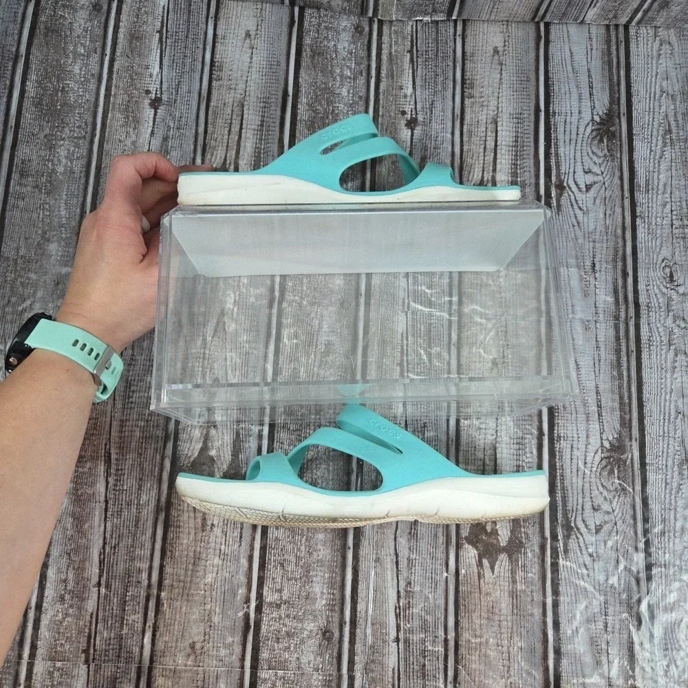 Women's Crocs Swiftwater Slide Sandals Strappy Sports Wear Comfort Blue Size 6 - Picture 3 of 8